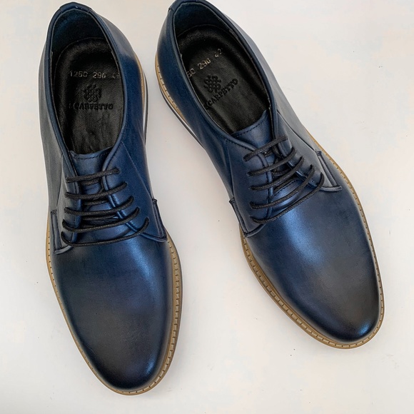 Navy Blue Derby Leather Dress Shoe main image 7